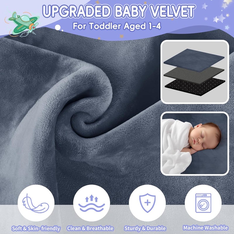 GoCozy Toddler Airplane Bed, Travel Essentials for Kids, Soft Toddler Airplane Travel Essentials with Sticker Book, Grey - Image 3
